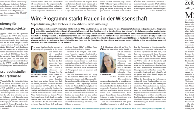 The University of Münster’s Newspaper »Wissen|Leben« Interviews Our Wire Fellows Aleksandra and Leyre